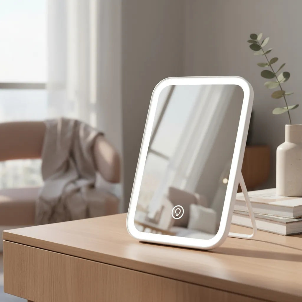Espejo de Mano con Luz LED para Maquillaje | Portátil Rectangular