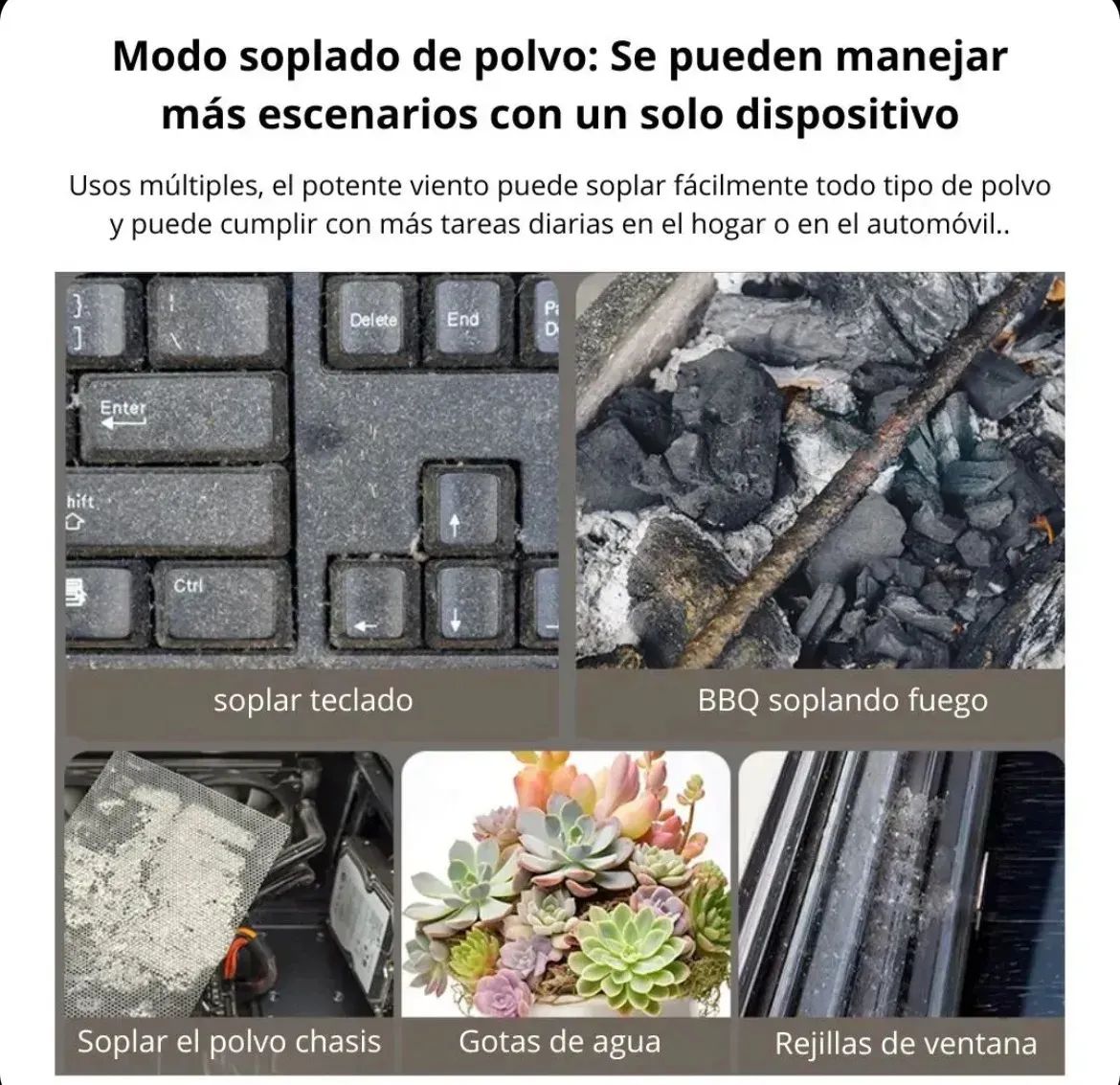 Aspiradora Portátil Recargable Negra 60W 12V Potente y Compacta