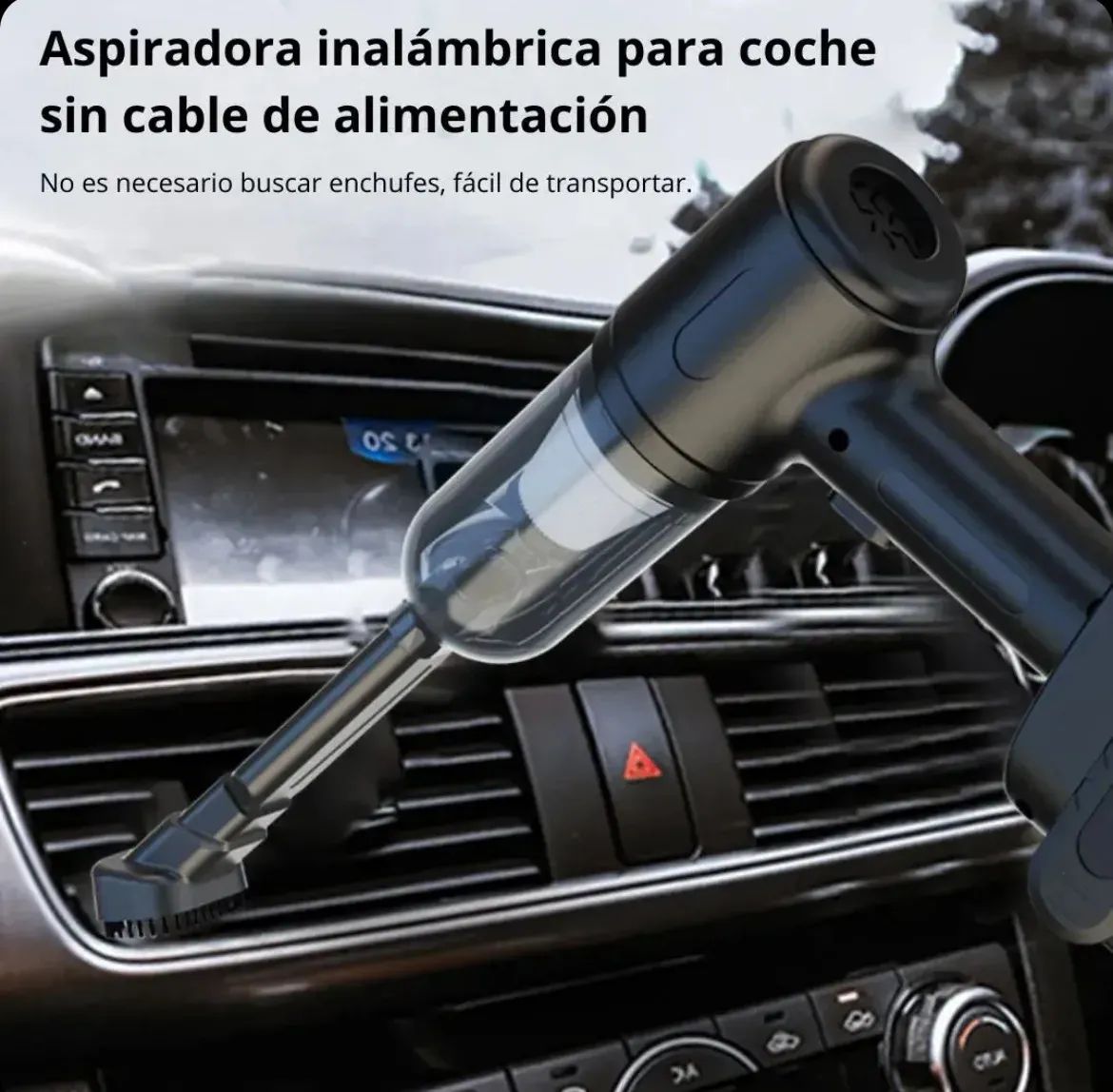 Aspiradora Portátil Recargable Negra 60W 12V Potente y Compacta