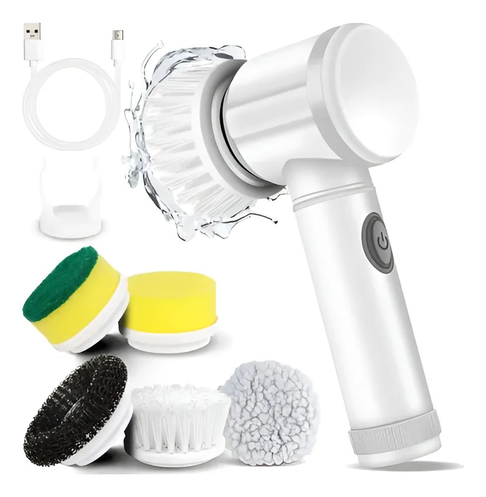 Pulidora Doméstica Inalámbrica Blanca 350RPM USB 5V con 5 Cabezales