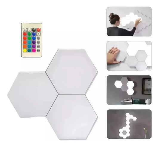 Módulos LED RGB Hexagonales Táctiles con Control Remoto – Pack x3