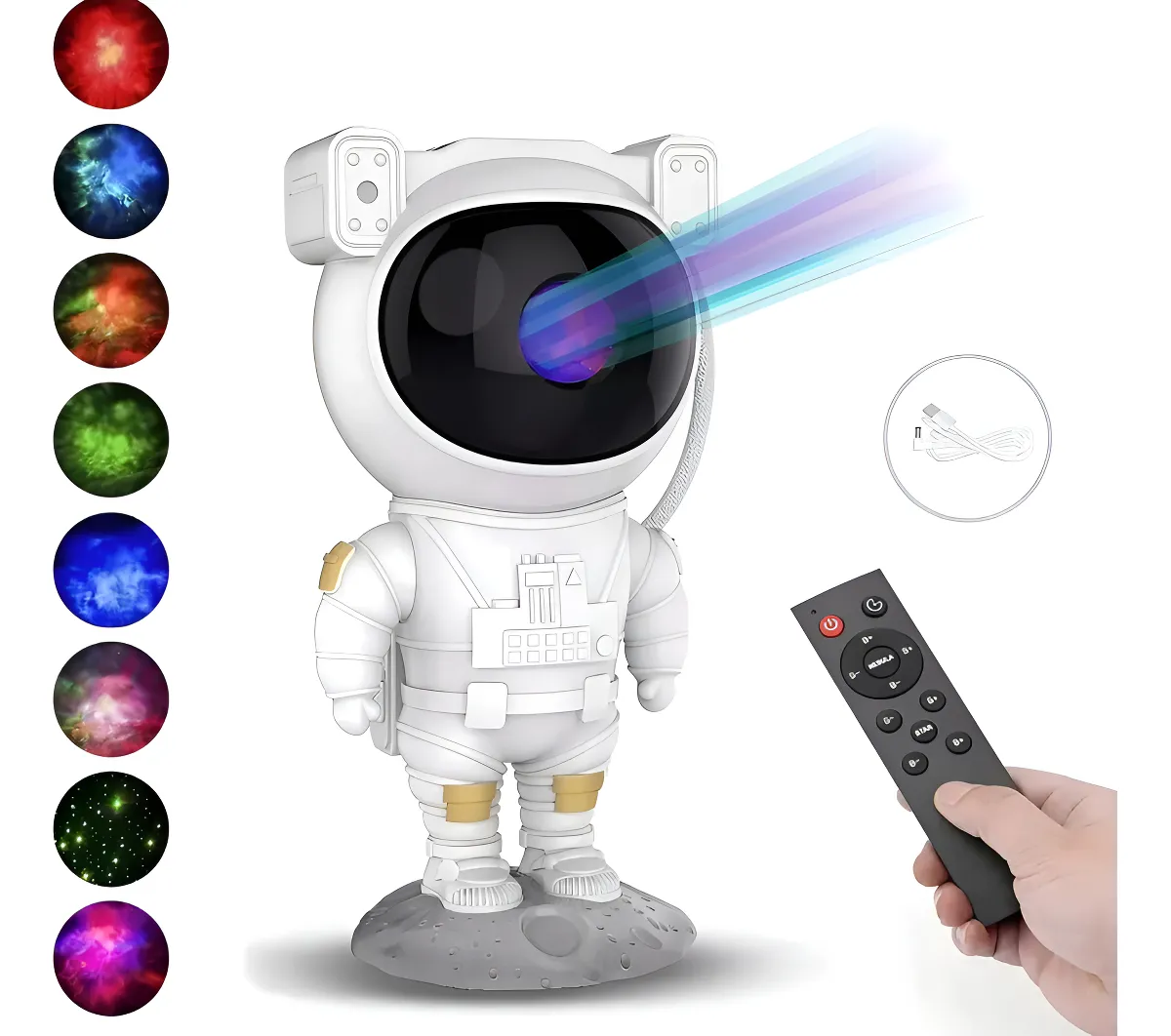 Proyector Astronauta Galaxia y Estrellas | Luz Nocturna LED Blanco