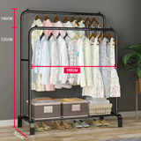Perchero Organizador de Ropa Doble Barra de Metal | Closet Hogar Negro