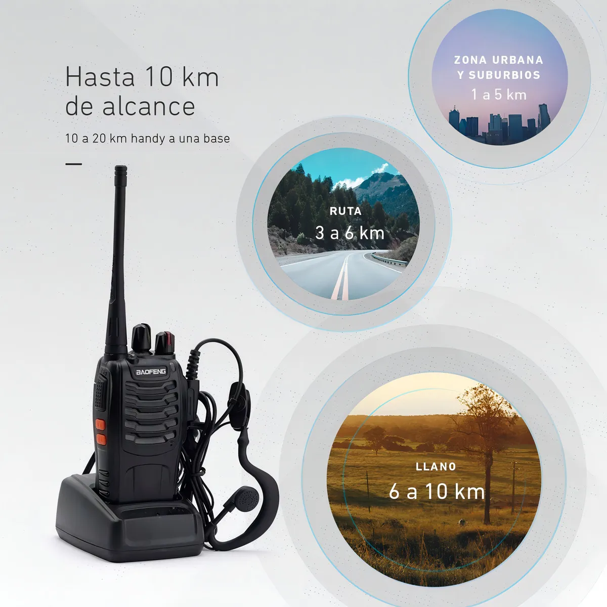Kit x2 Handy Baofeng BF-888S Walkie Talkie UHF 16 Canales + Auricular