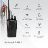 Kit x2 Handy Baofeng BF-888S Walkie Talkie UHF 16 Canales + Auricular