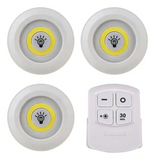 Set x3 Luces LED Inalámbricas con Control Remoto | Regulables Blanco