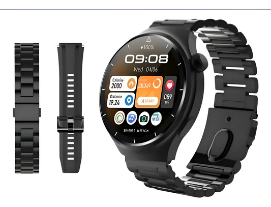 Reloj Inteligente Smartwatch Sport HW10 Pro Con 2 Mallas Int Negro Milanés Beige