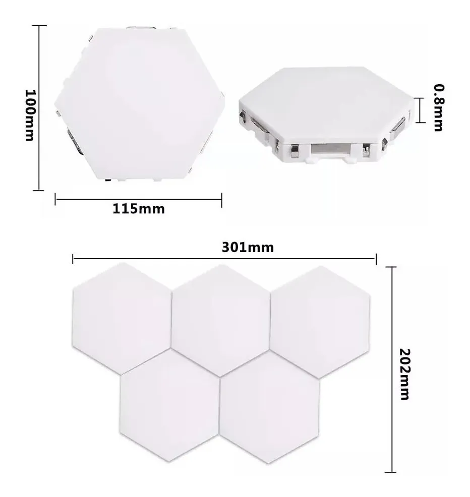 Panel LED Hexagonal Blanco Frío Táctil 6 Módulos Eléctrico