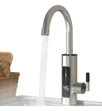 Canilla Electrica Calentador De Agua Instantáneo Para Mesada Gris Acero Inoxidable