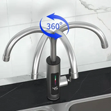 Canilla Electrica Calentador De Agua Instantáneo Para Mesada Gris Acero Inoxidable