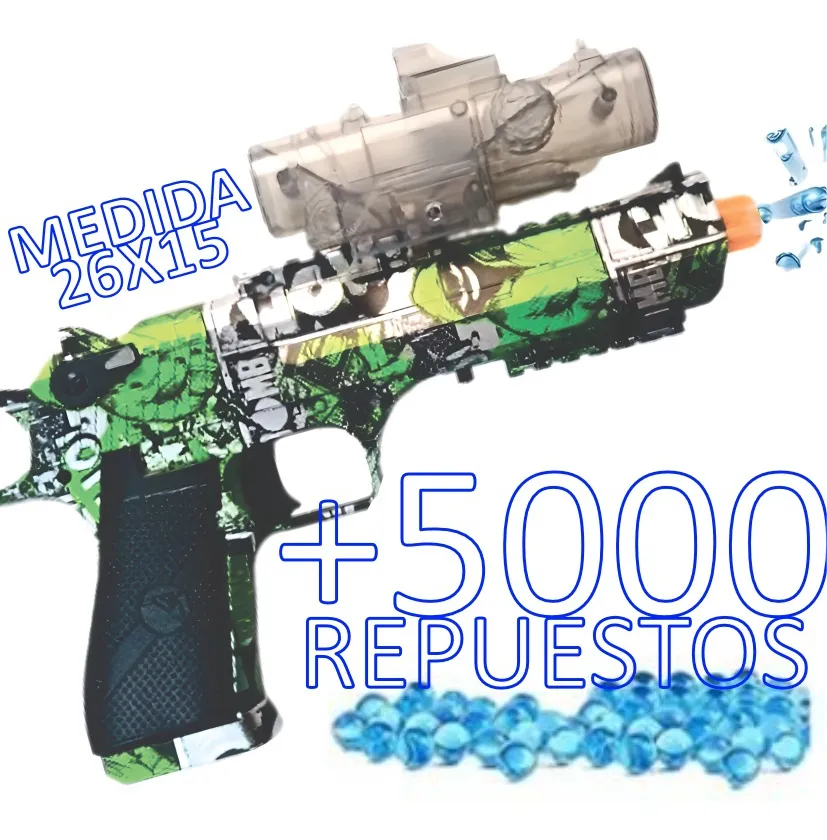Pistola Hidrogel Automática Eléctrica | Lanzadora Recargable Color Verde
