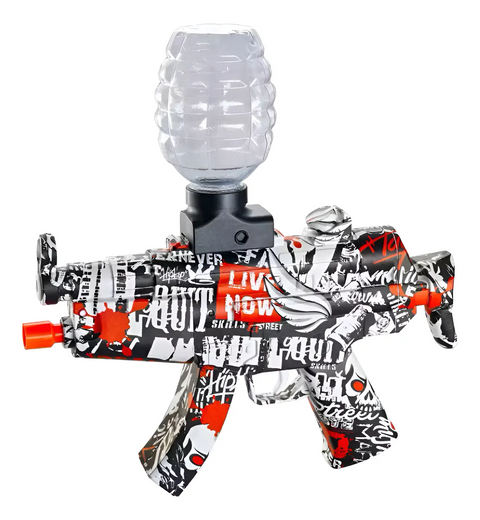 Pistola Hidrogel Automática Tipo Metralleta | 5000 Bolitas + Dardos Roja