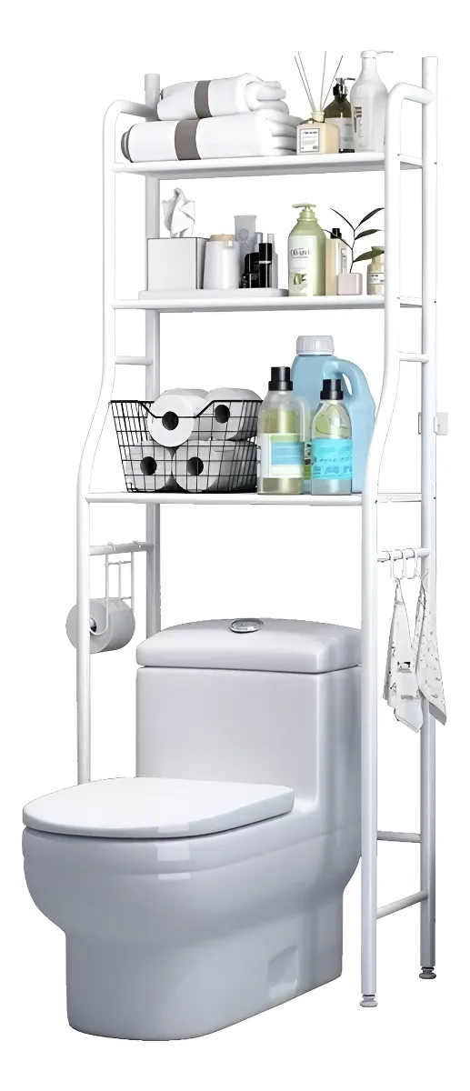 Estante Organizador para Baño e Inodoro de Acero | 3 Niveles Color Blanco