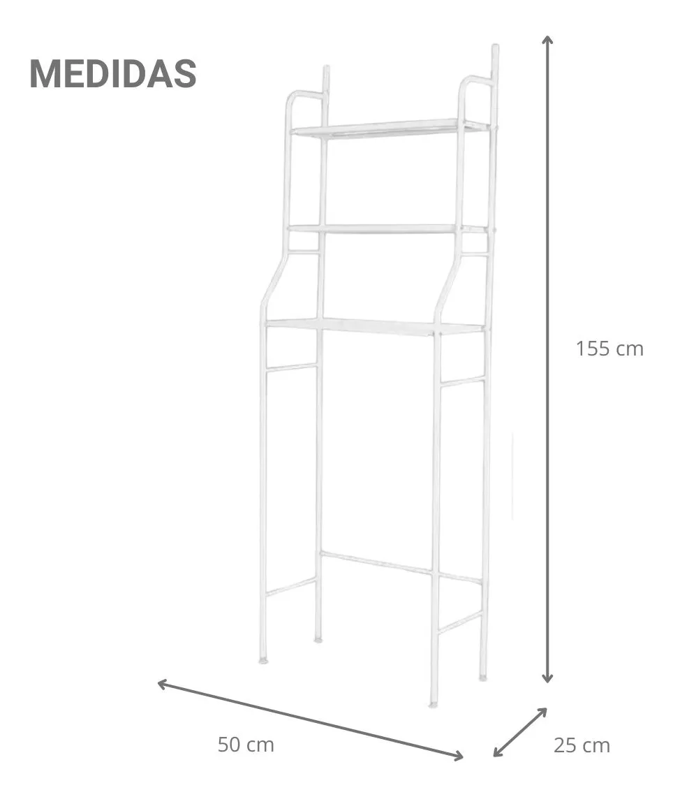 Estante Organizador para Baño e Inodoro de Acero | 3 Niveles Color Blanco