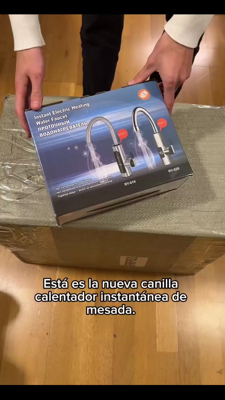 Canilla Electrica Calentador De Agua Instantáneo Para Mesada Gris Acero Inoxidable