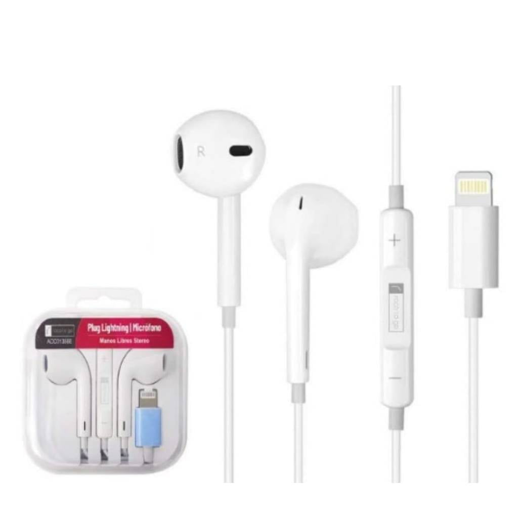 Manos Libres Stereo ROCA TO GO Lightning Blanco (tipo iPhone) Universal