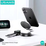 Cargador Inalámbrico 15W 3 en 1 Carga Rápida Negro CD234 USAMS