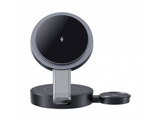 Cargador Inalámbrico 15W 3 en 1 Carga Rápida Negro CD234 USAMS